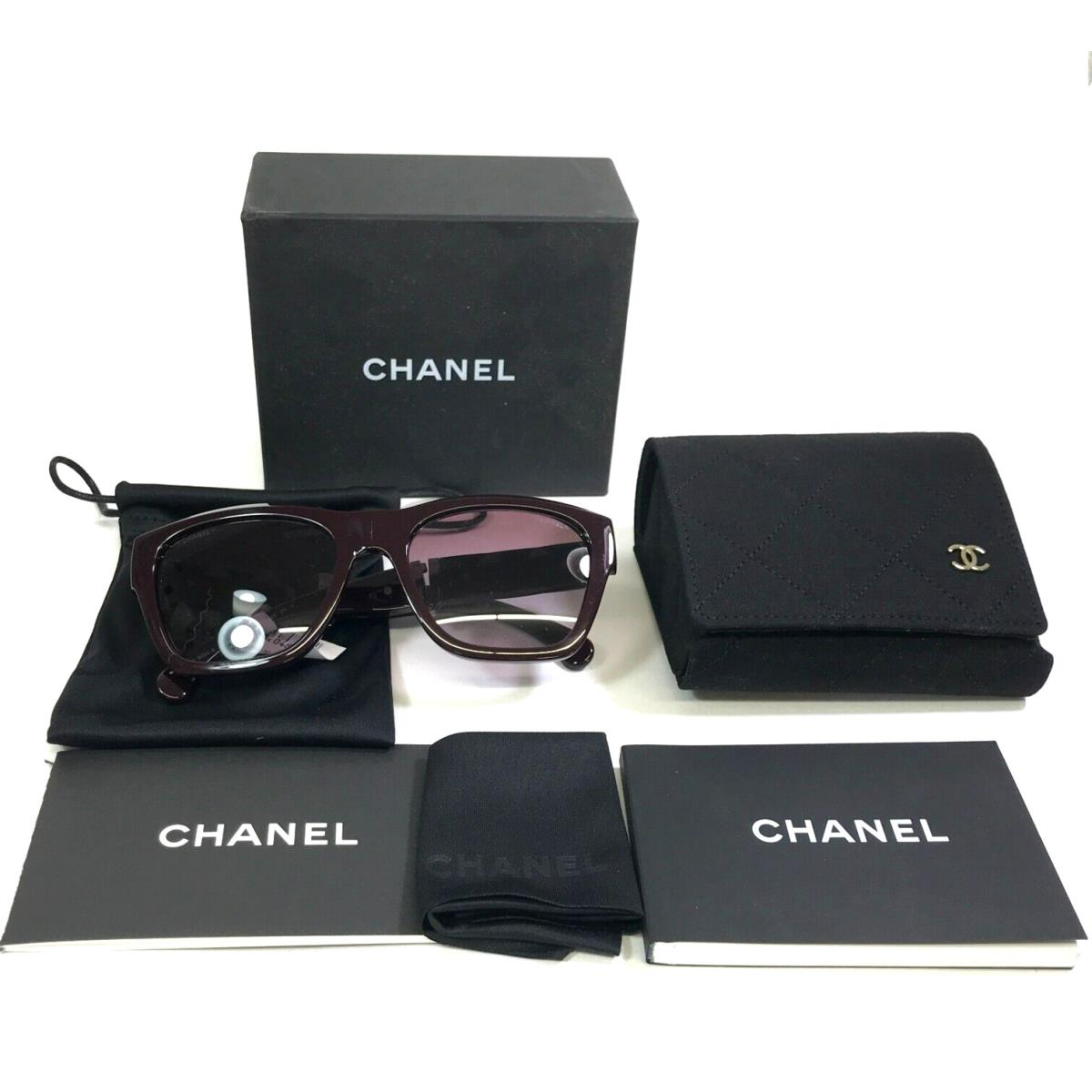 Chanel Sunglasses 6055-B c.1461/S1 Burgundy Frame Collapsible Foldable 54-19-140