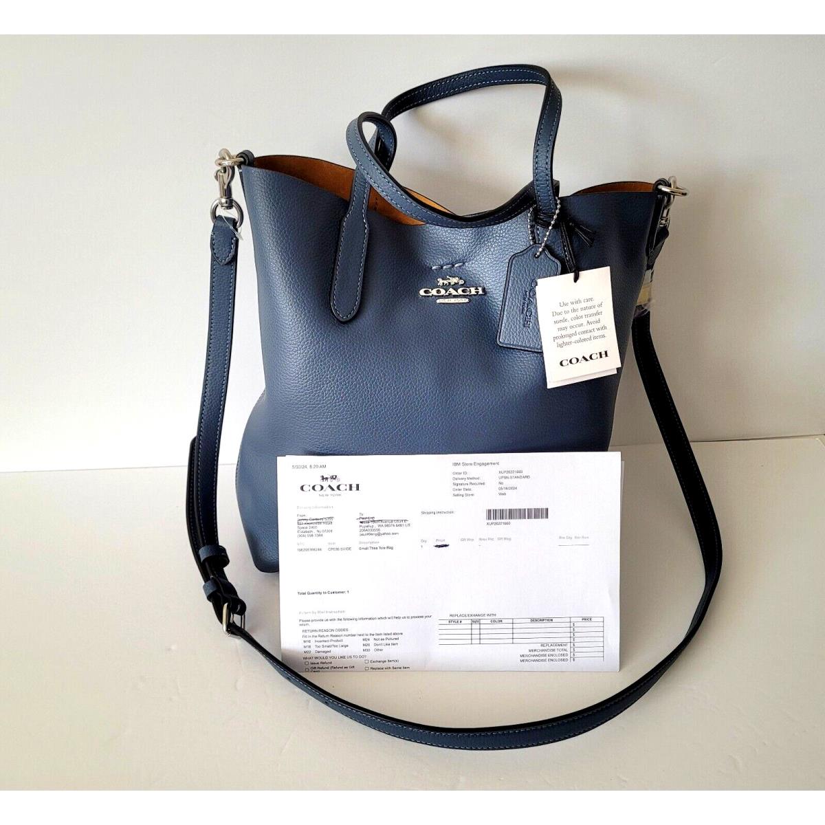 Coach Thea Leather Small Tote Bag Denim Color CP036