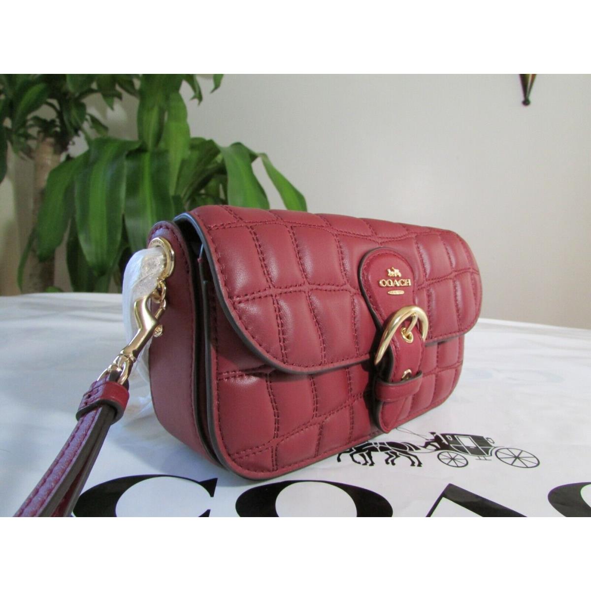 Coach Smooth Quilted Leather Kleo Crossbody Clutch C6898 Cherry