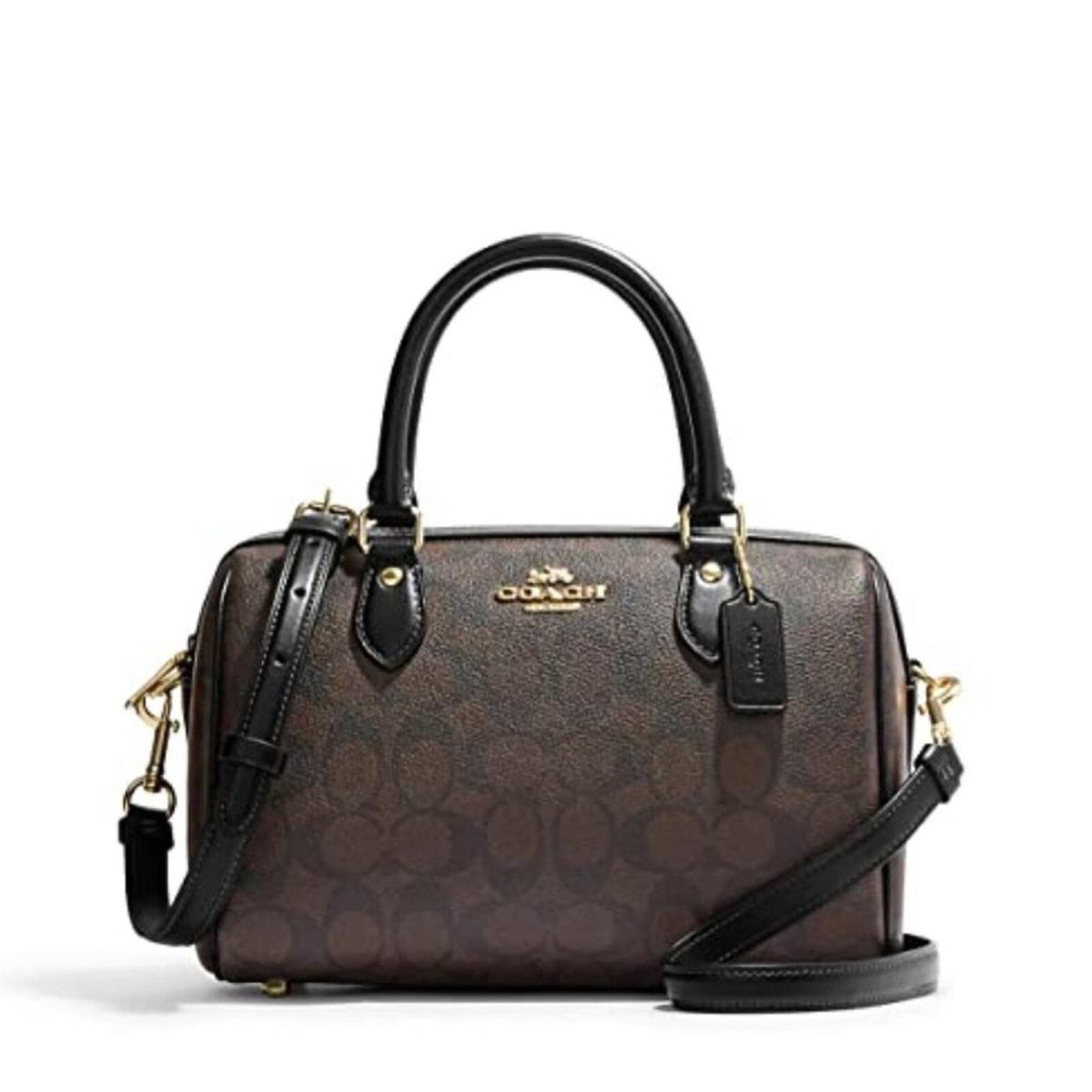 Coach Women`s Rowan Satchel In Signature Canvas Black/brown - One Size