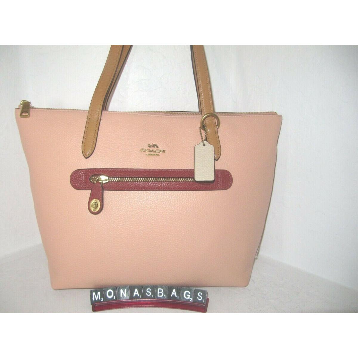 Coach 58568 Taylor Tote Ivory Blush Multi Color Block Leather Bag