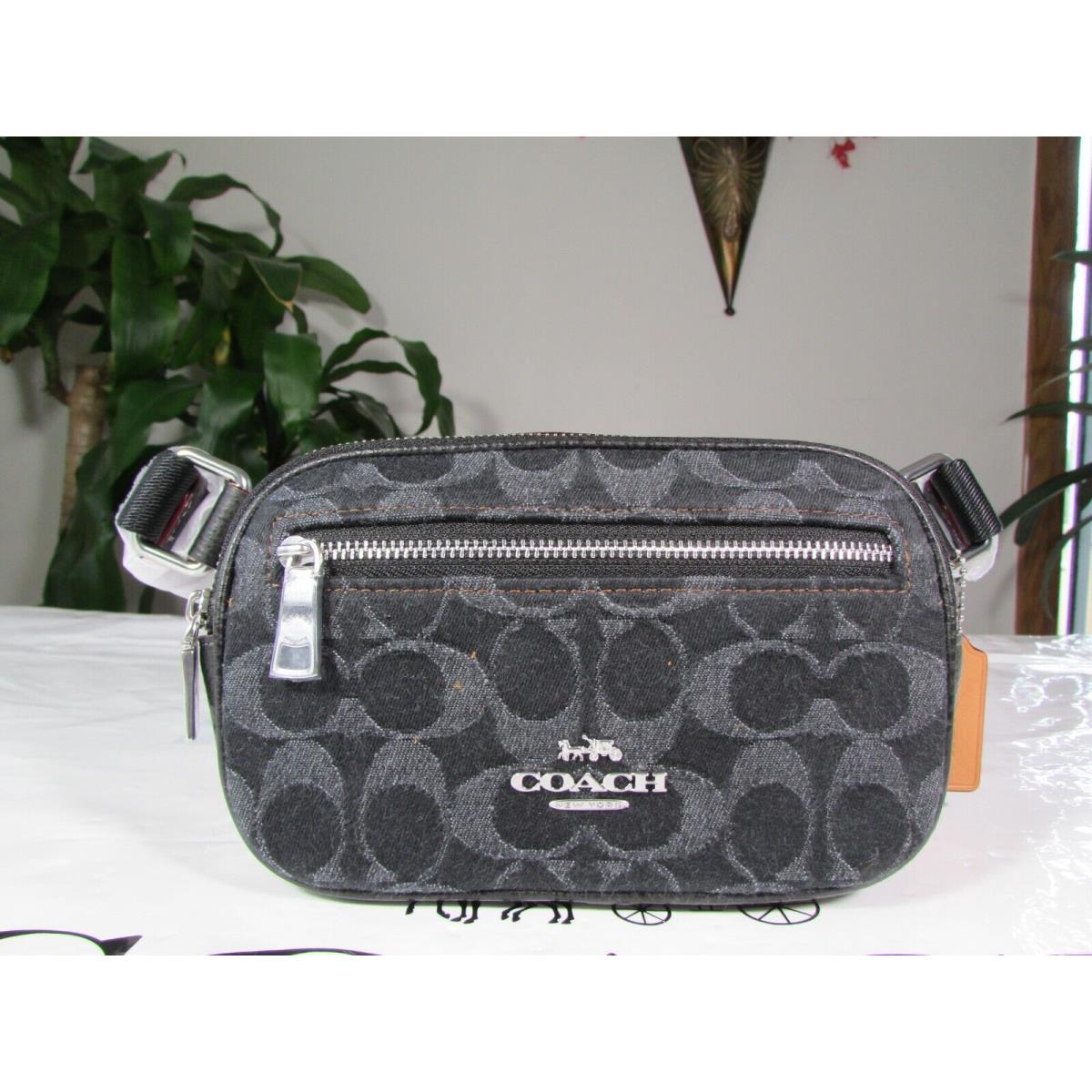 Coach Mini Belt Bag In Signature Denim CQ186 Black