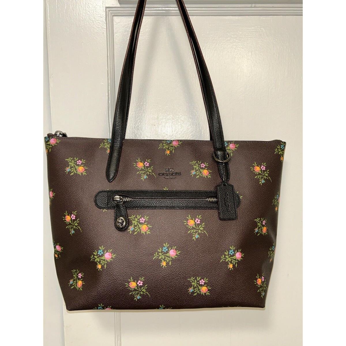 Coach Oxblood Cross Stitch Floral Print Taylor Tote 23593