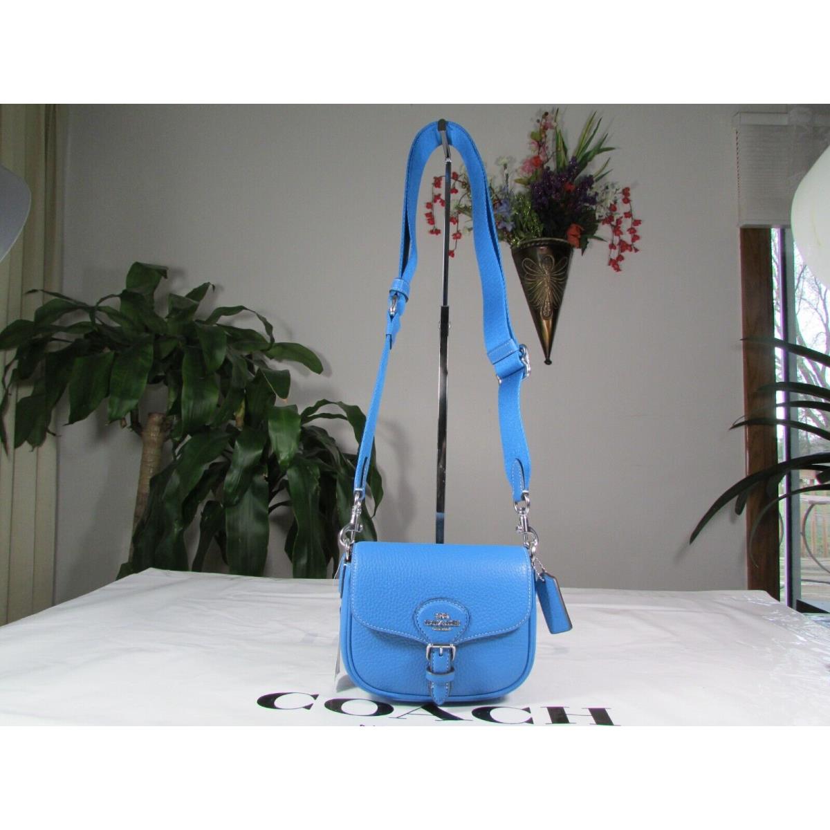 Coach Leather Amelia Small Saddle Bag CP001 Bright Blue