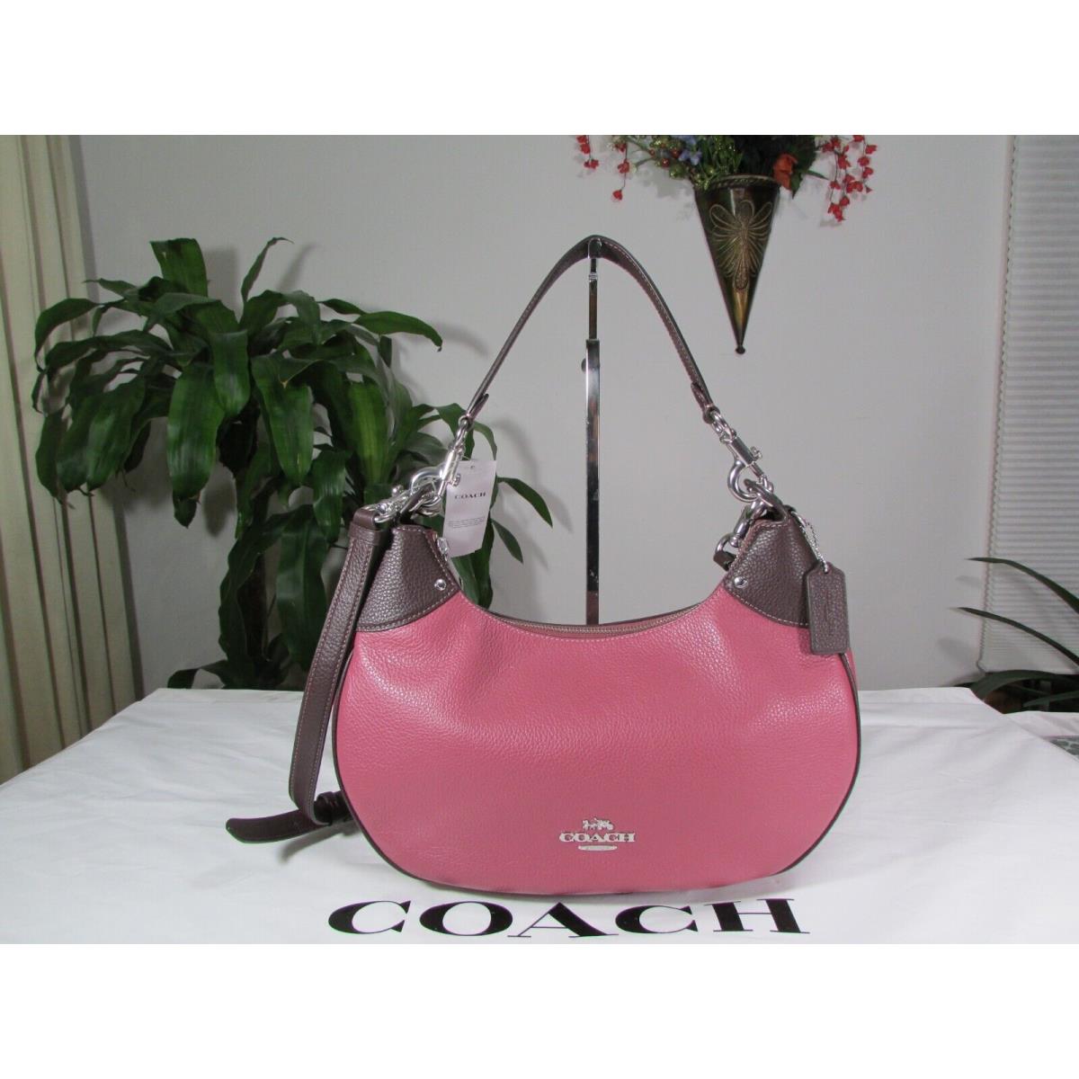 Coach Pebble Leather Mara Hobo Shoulder Bag CJ864 Light Raspberry Multi