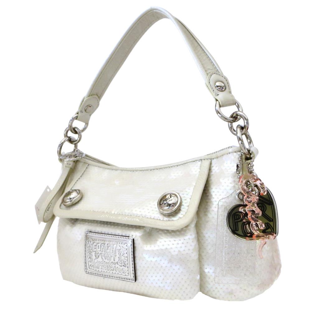 Coach Poppy Groovy Sequined Crossbody Shoulder Purse Opal White Last One