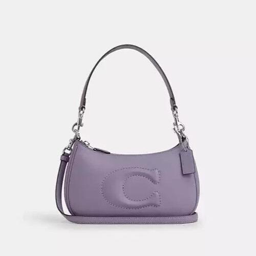 Coach Women`s Silver/light Violet Teri Smooth Leather Shoulder Bag CR099