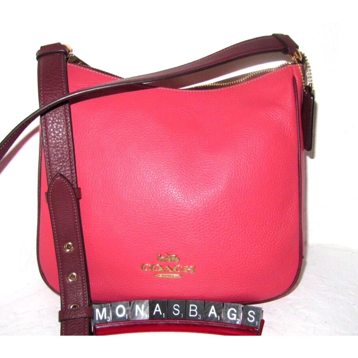 Coach CB886 Ellie File Bag Crossbody Bag Watermelon Pink Burgundy Multi