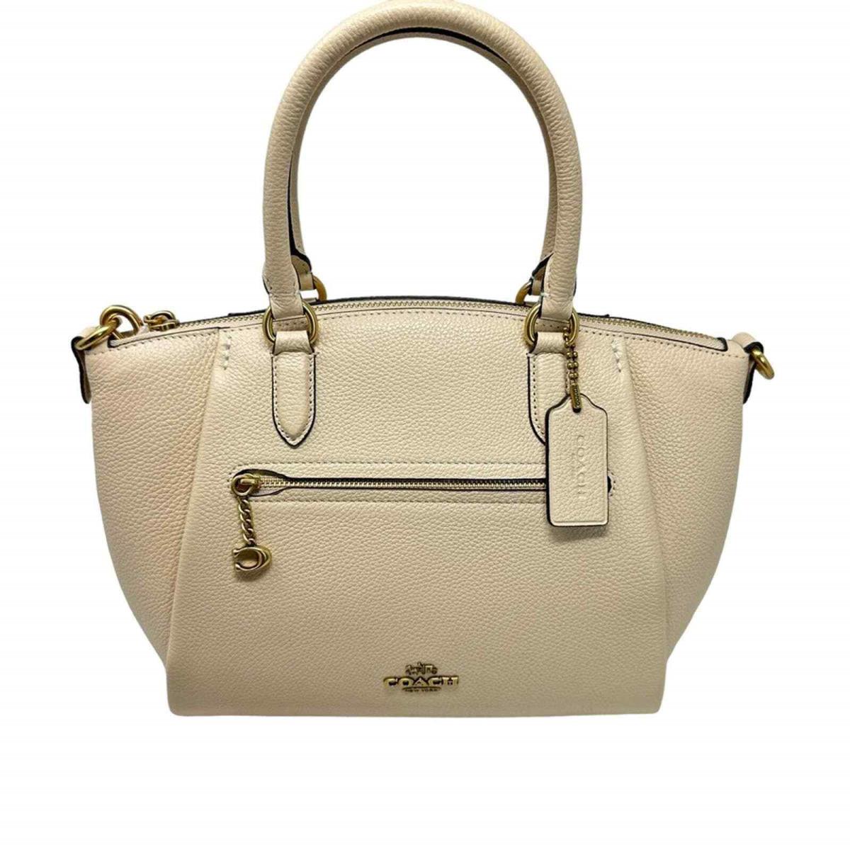 Coach Pebble Leather Elisa Satchel Crossbody Ivory Retail