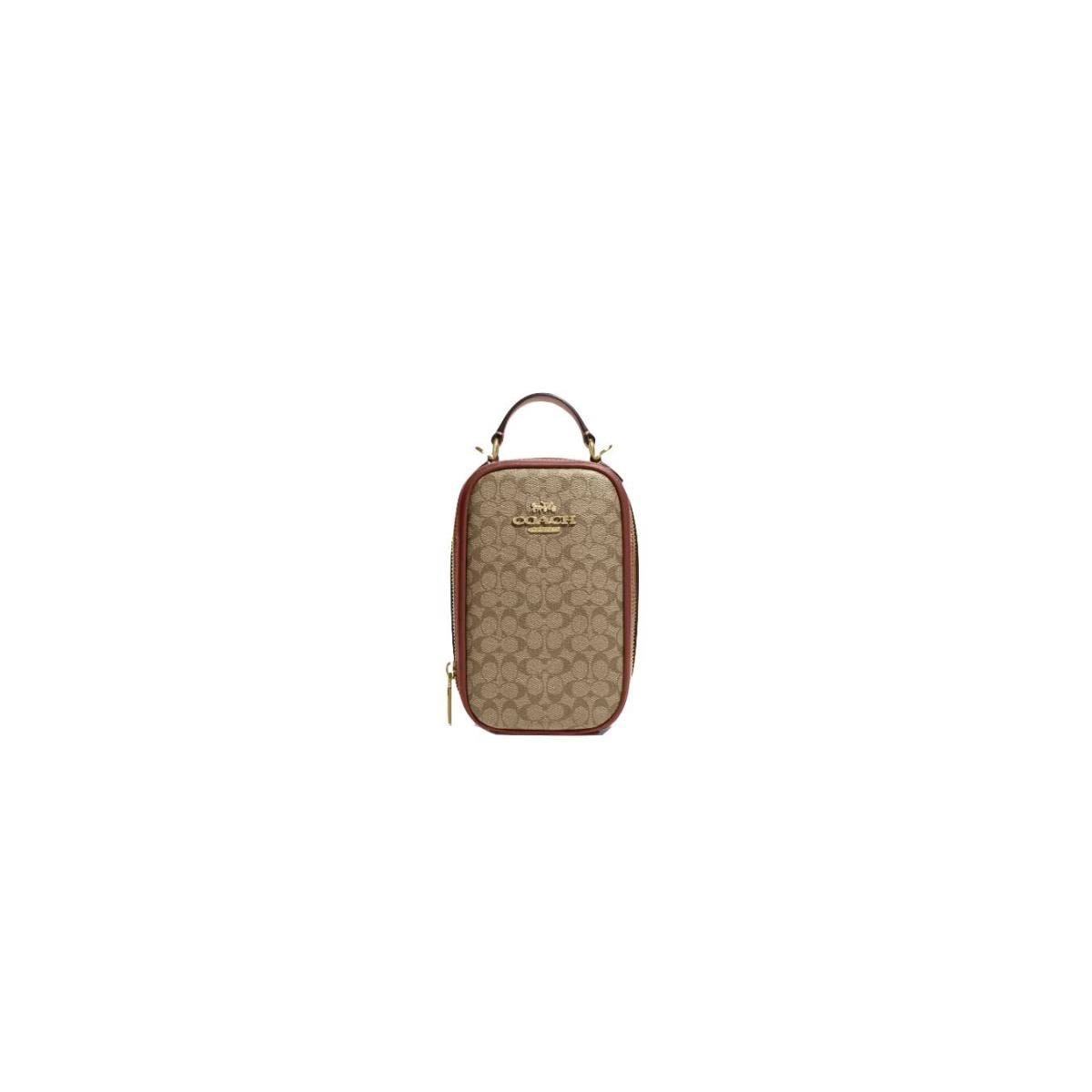 Coach Women`s Eva Phone Crossbody Bag Khaki Terracotta