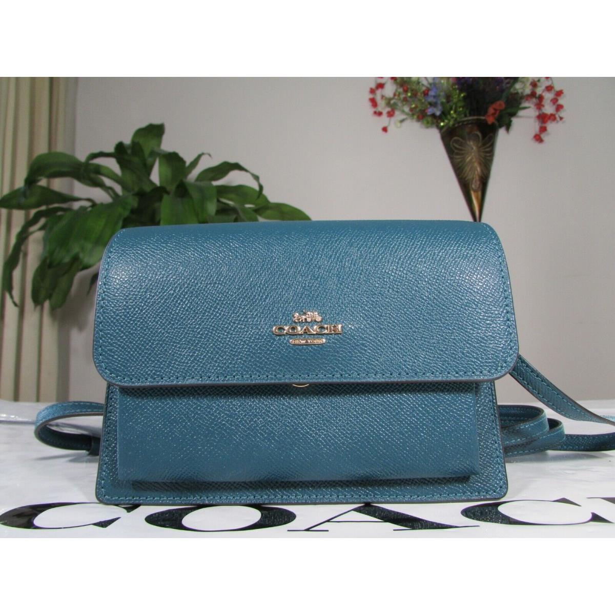 Coach Crossgrain Leather Foldover Belt or Crossbody Bag 6959 Teal Link