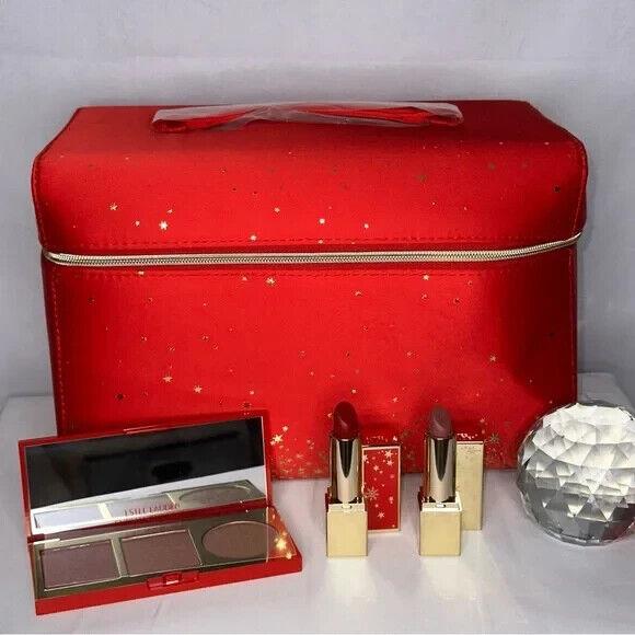 Est e Lauder Makeup Gift Set Plus Train Case Gift Set Lipstick Cheek Palette