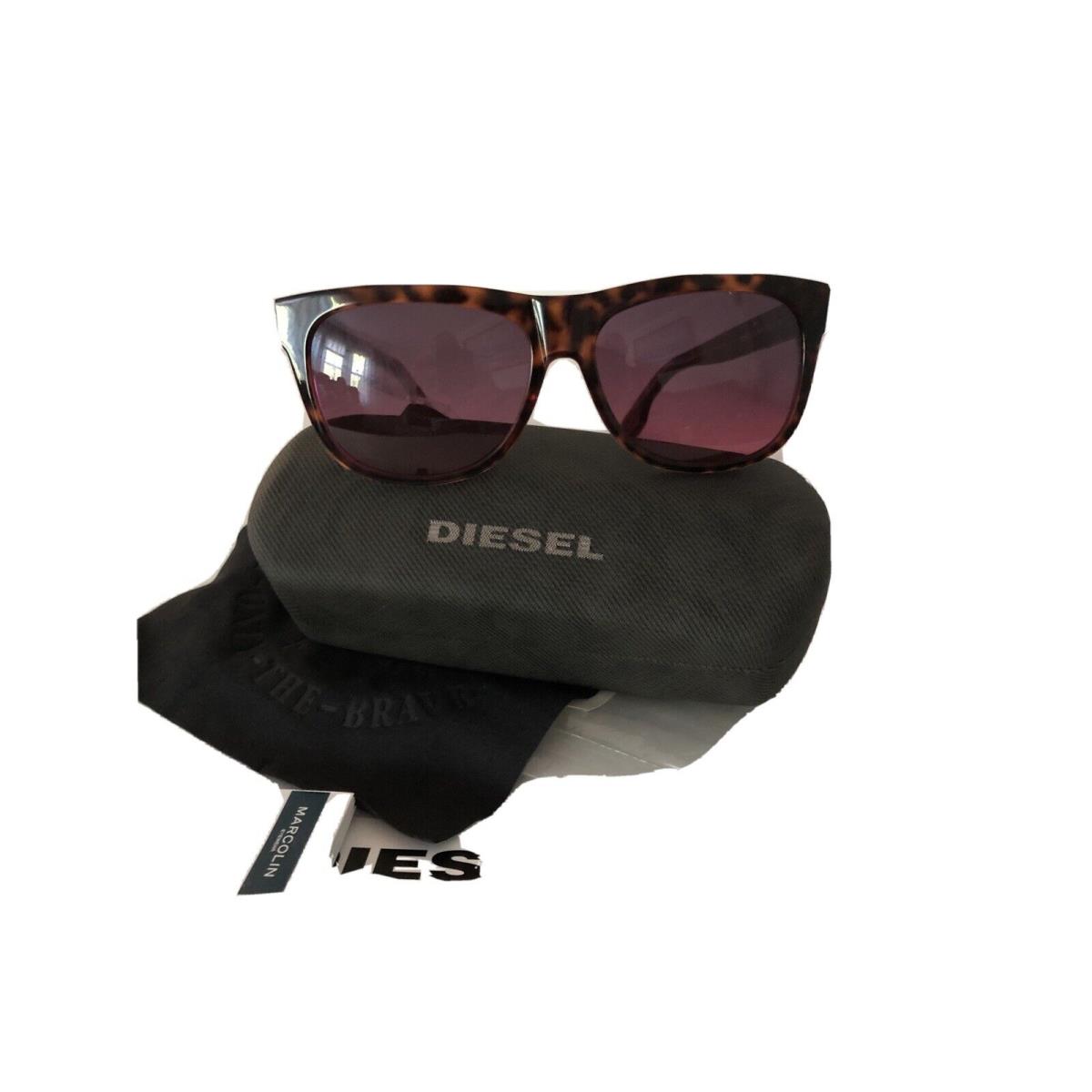 Diesel 0085-55B-57 Womens Bordeaux Havana Gradient Smoke Sunglasses