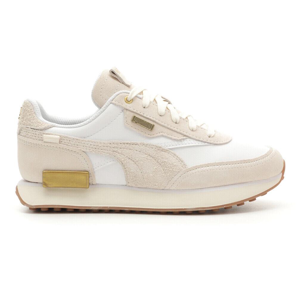 Puma Future Rider Peb Metallic Lace Up Womens Beige White Sneakers Casual Shoe