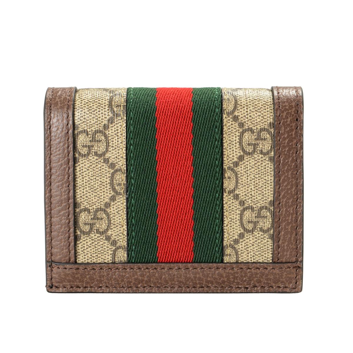 Gucci Women`s Ophidia GG Leather Trimmed Card Case Wallet