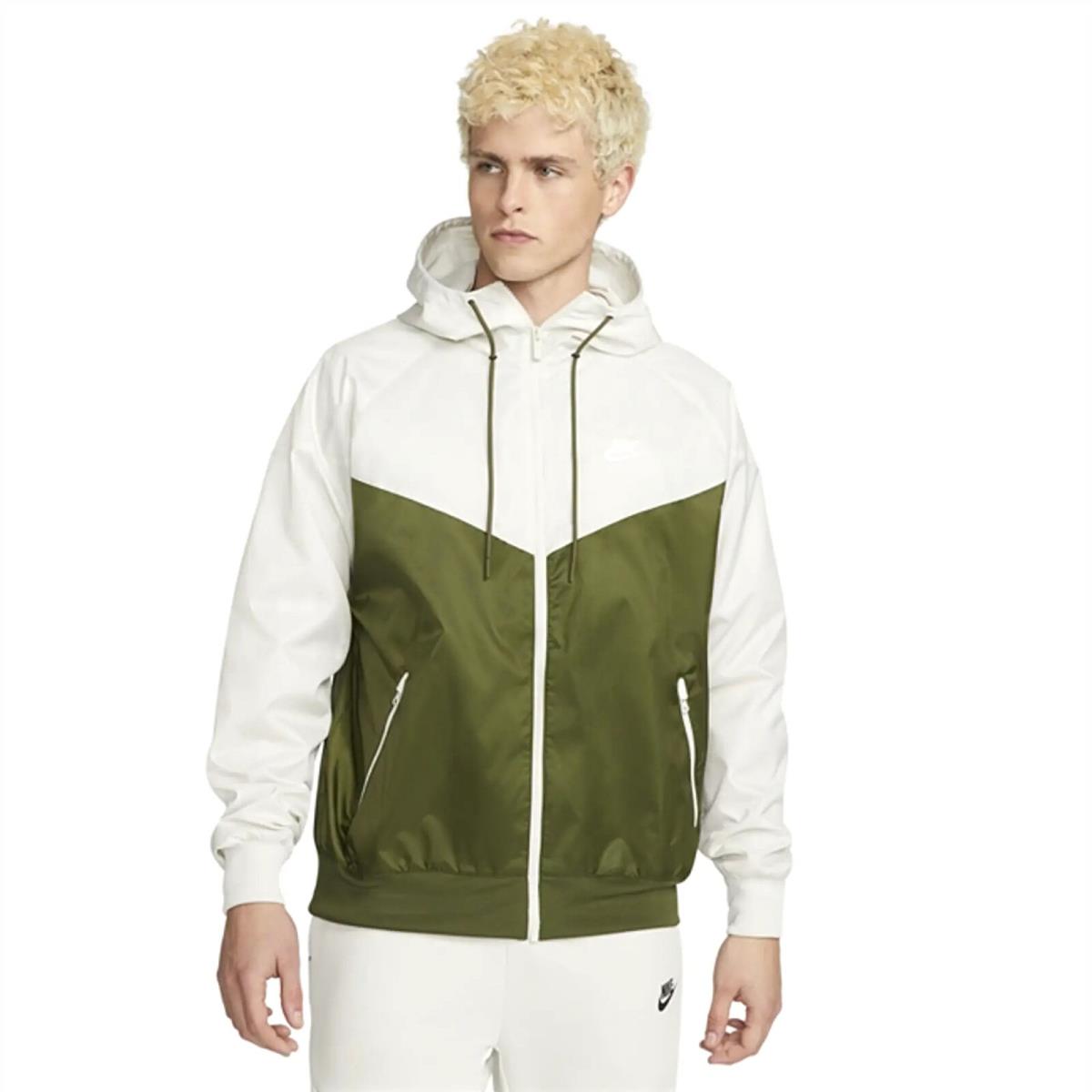Men`s Nike Rough Green/light Bone Sportswear Windrunner Hooded Jacket