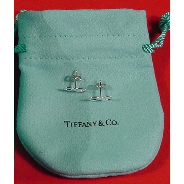 Tiffany Co. Sterling Silver Mini Infinity Stud Earrings in Pouch