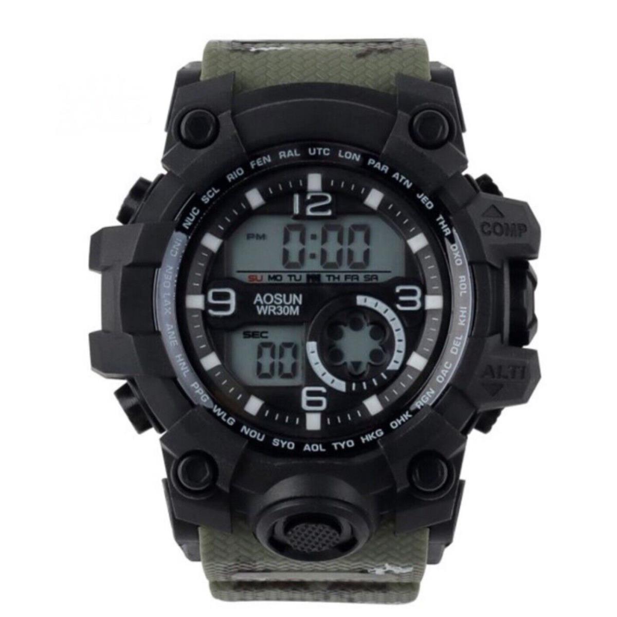 Digitex X Invicta Collaboration Men`s Watch 55mm Black/chrono/green/alarm/light