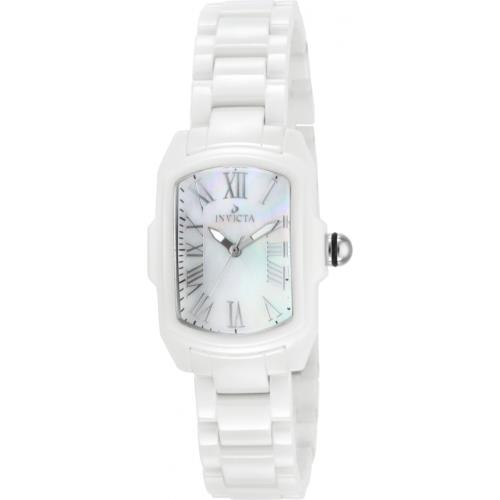 Invicta 14850 Ceramics Baby Lupah Swiss Quartz Mop Dial White Womens Watch - Dial: White, Band: White, Bezel: White