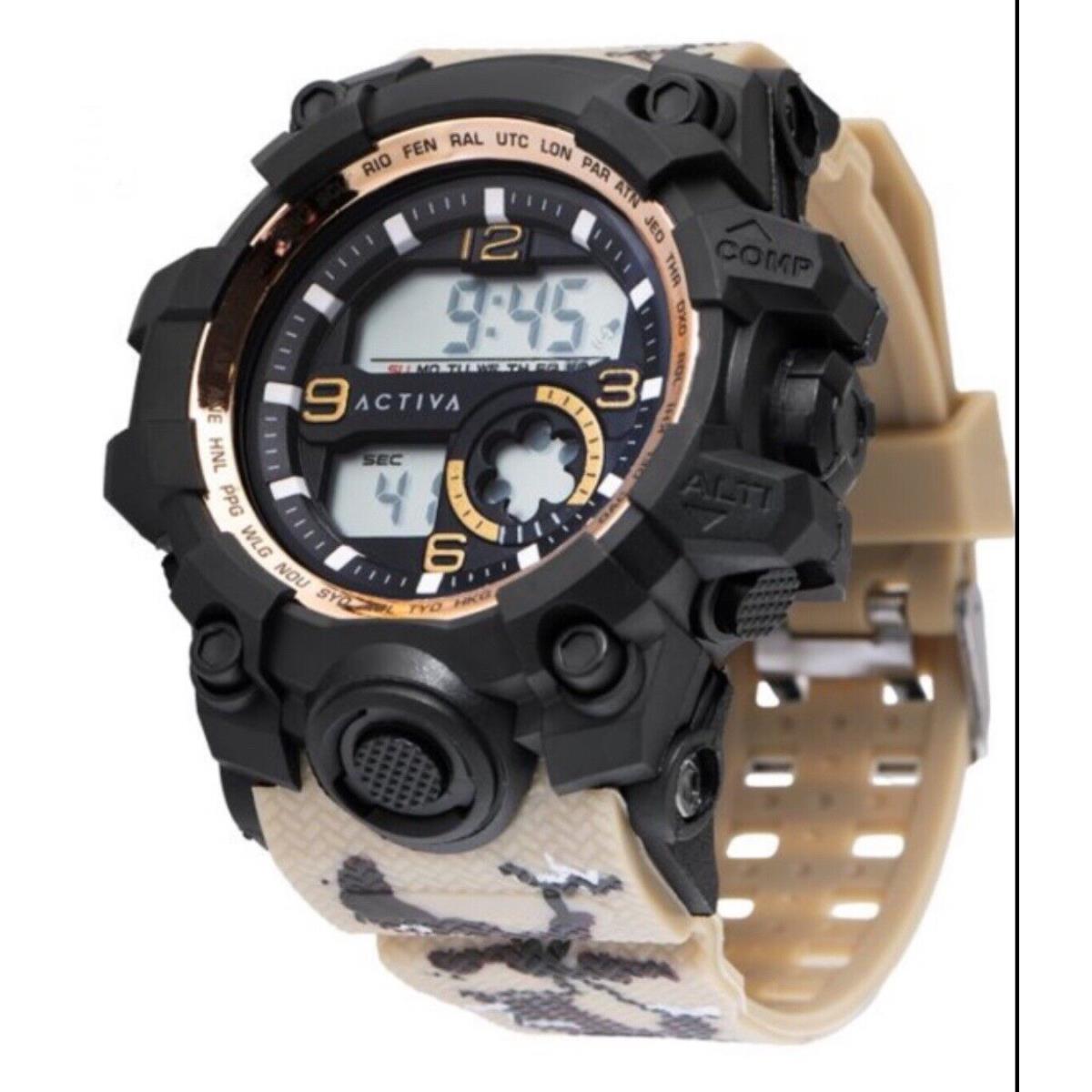 Digitex X Invicta Collaboration Men`s Watch Black Color Chrono/cream/alarm/light