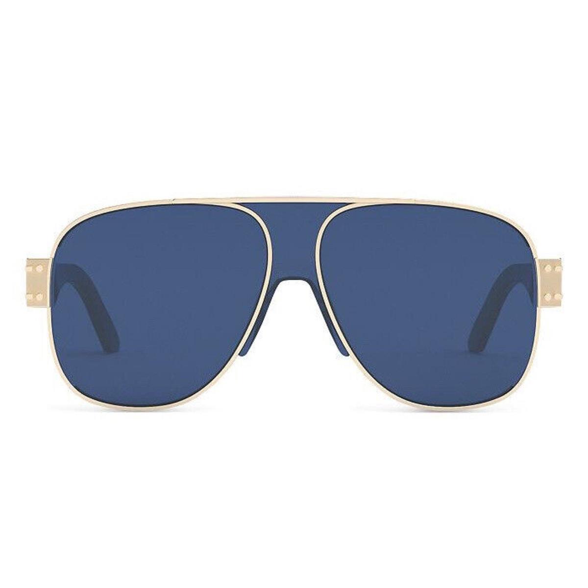 Christian Dior Diorsignature A3U Gold Blue Lens Large Aviator Sunglasses Unisex