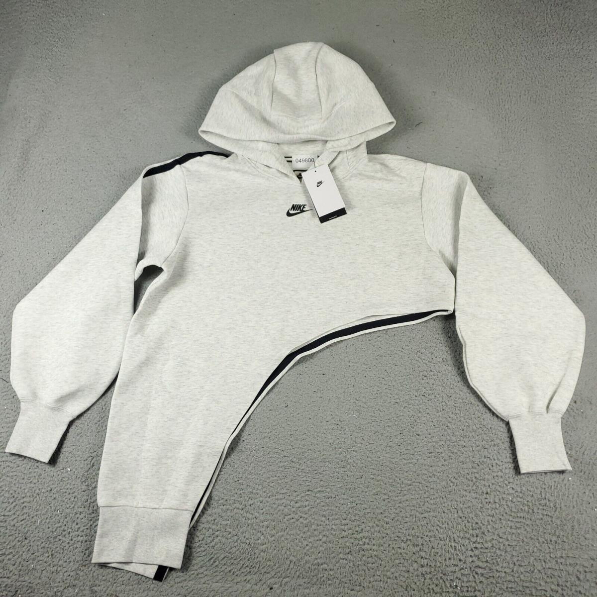 Nike Sweater Womens Small Gray Asymmetric Oversized Tech Hoodie Sweatshirt