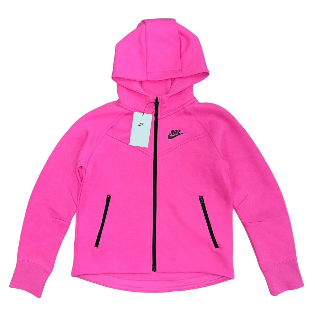 Nike Tech Fleece Full Zip Pink Jacket Sweatshirt Girl`s Size Med FD2979-605 - Pink