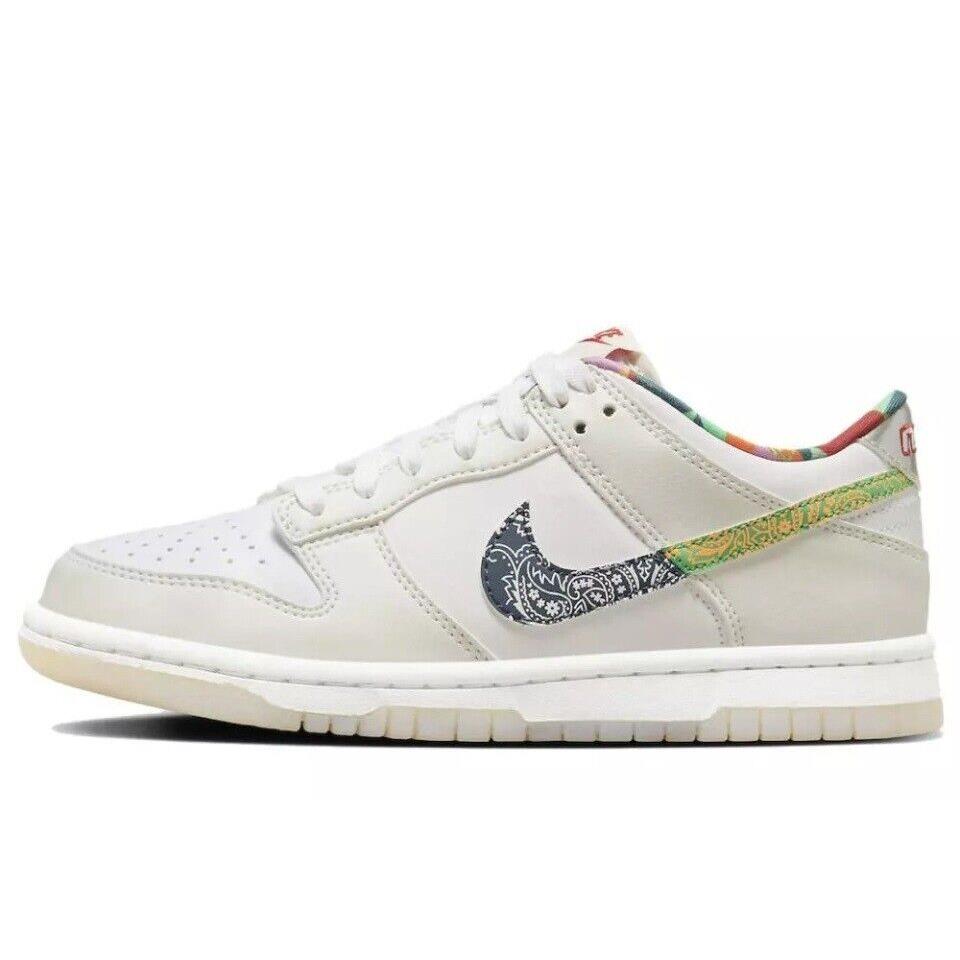 Nike Dunk Low White Multi-color Paisley FN8913-141 Size 5Y / 6.5 Wmns - White