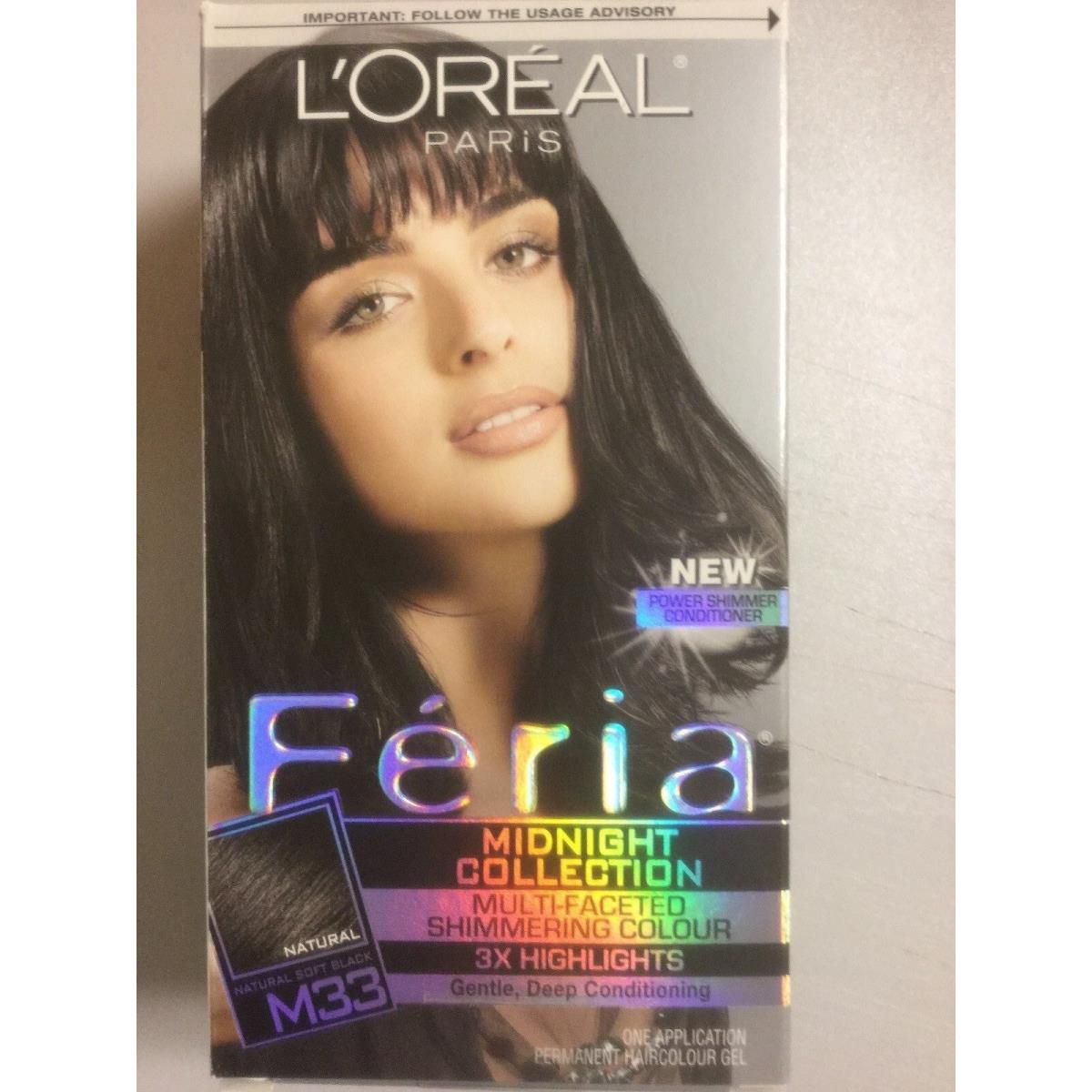 3 X L`oreal Feria Multi-faceted Shimmering 3x Highlights Natural Soft Black M33