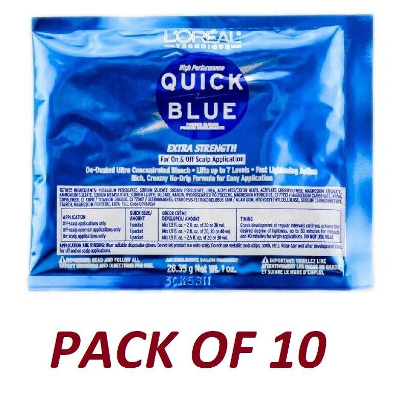 Loreal Quick Blue Powder Bleach Packets 1 oz - Pack of 10