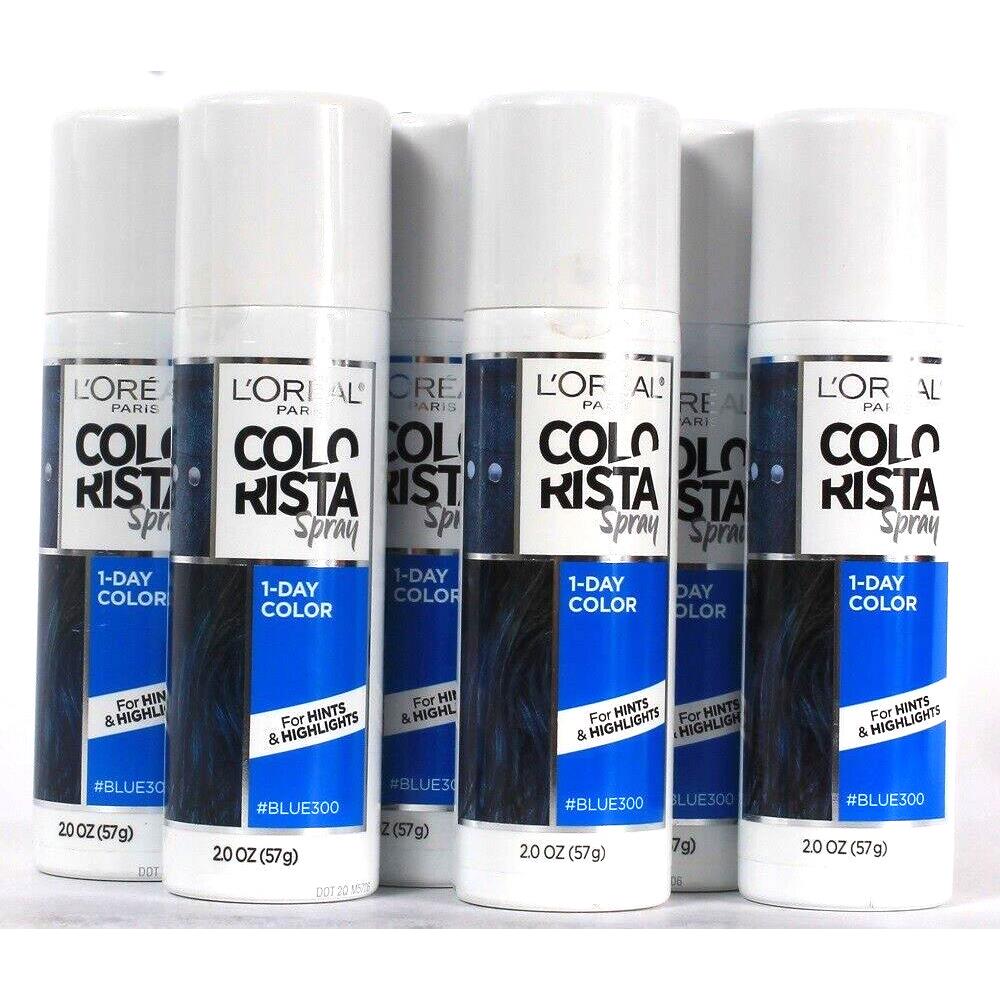 6 Count L`oreal 2oz Colorista Blue300 One Day Color Spray For Hints Highlights