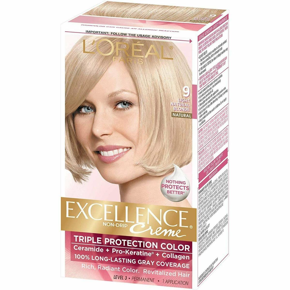 Loreal Excellence Creme Permanent Hair Color 9 Light Natural Blonde 1ct 2 Pack