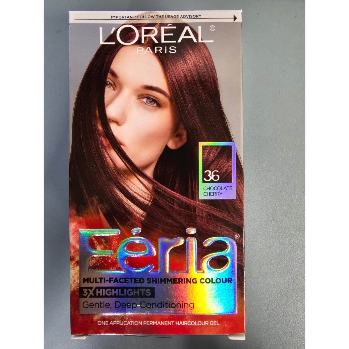 4 Pack L`oreal Feria Multi-faceted Shimmering Hair Color 36 Deep Burgundy Brown