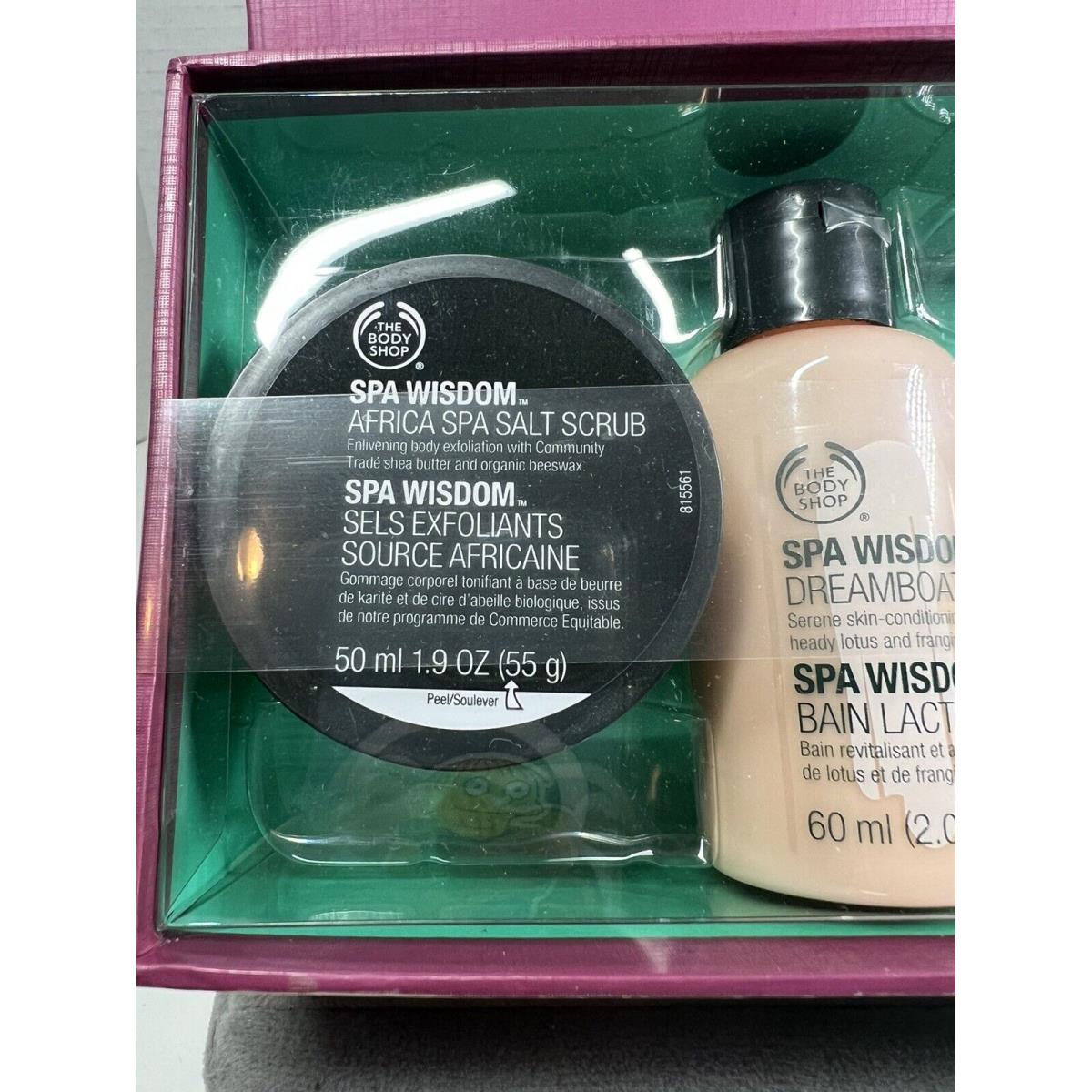 The Body Shop Spa Wisdom Sampler Kit Scrub Milk Bath Butter Oil Balm Manoi w Box