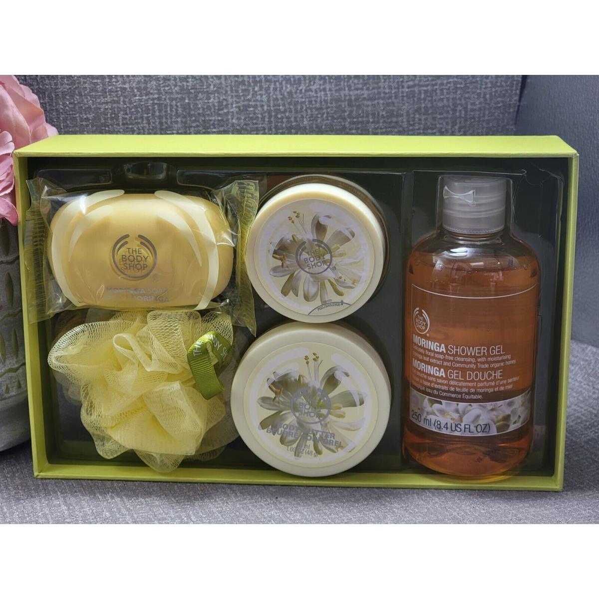 The Body Shop Moringa 6pc Shower Gel Body Cream Scrub Body Butter Bar Soap