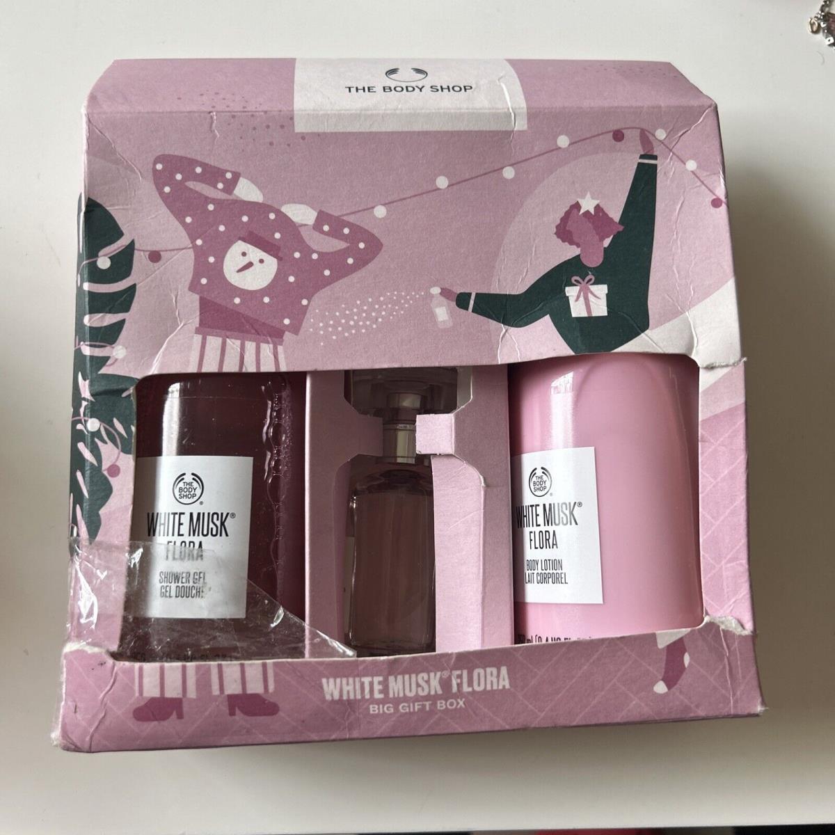 The Body Shop White Musk Flora Big Gift Box Lotion Shower Gel Edt Parfume