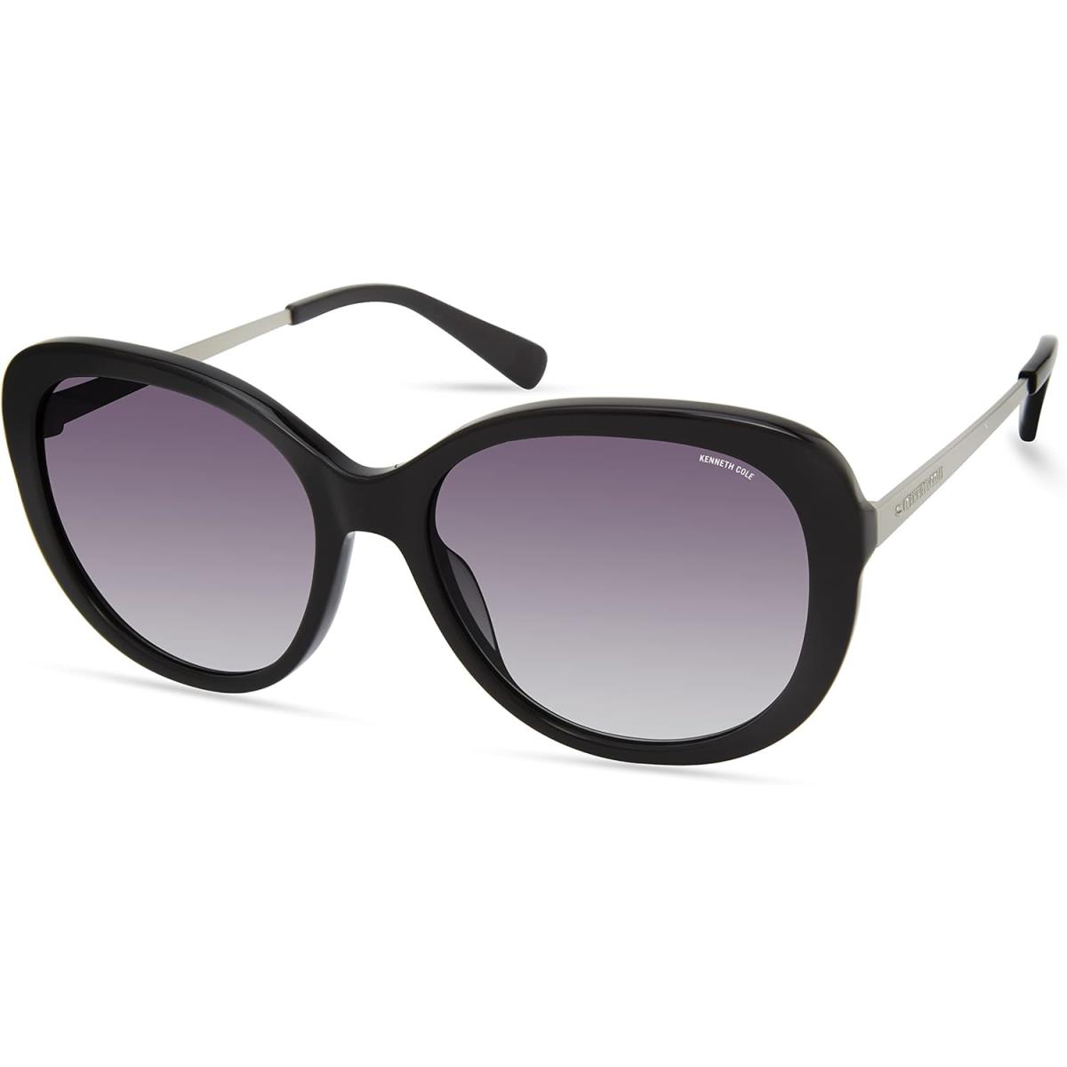Kenneth Cole Women`s Cat Sunglasses Shiny Black / Gradient Blue