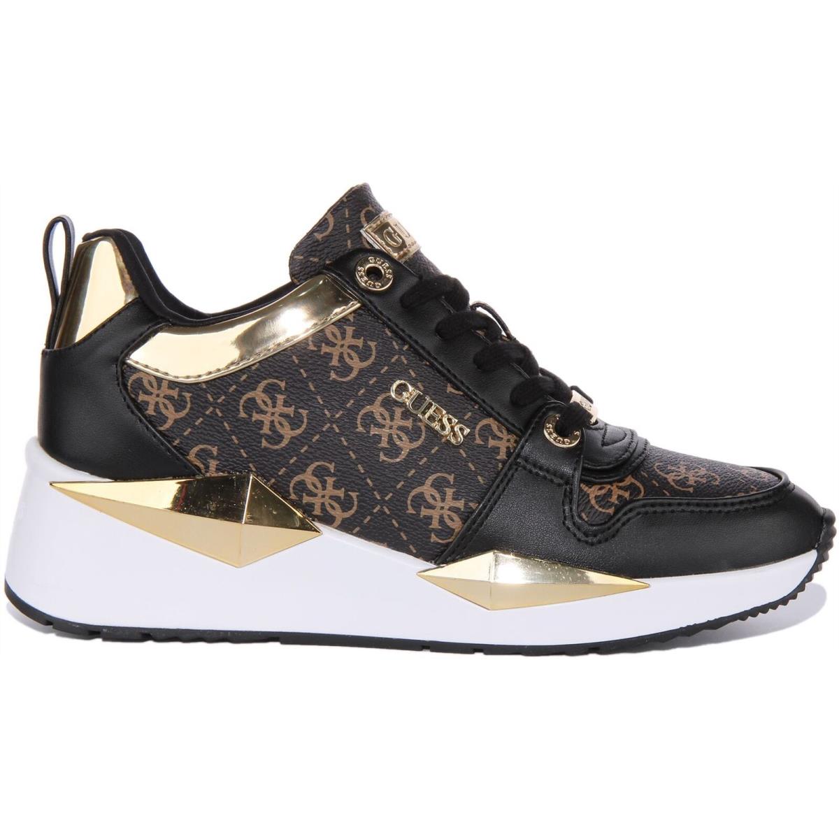 Guess Fl5Tlyfal12 Tallyn Active Lady 4G Gold Women Sneaker Brown Black US 5 - 11