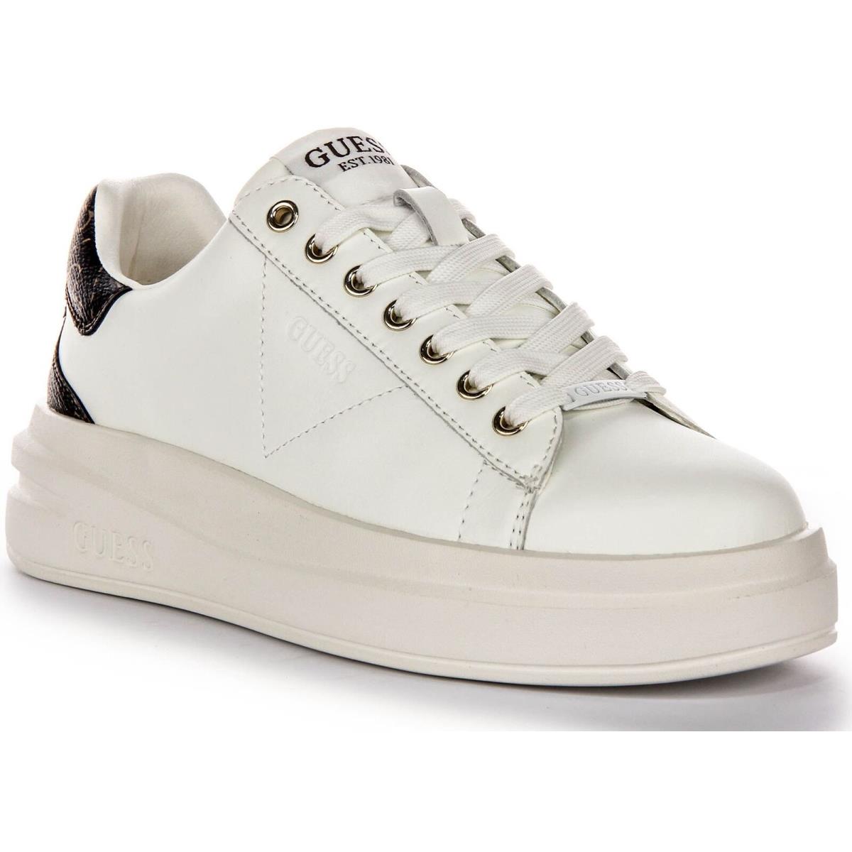 Guess Flpviblea12 Elbina 4G Logo Low Profile Trainer White Women Sneaker 5 - 11 WHITE BROWN