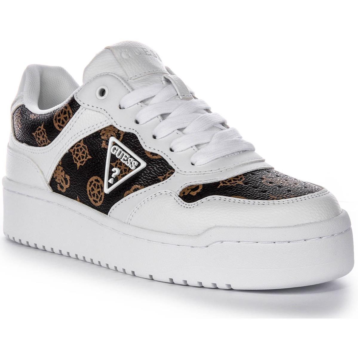 Guess Flpmi2Fal12 Miram 4G Triangle Logo White Brown Women Sneaker US 5 - 11 WHITE BROWN