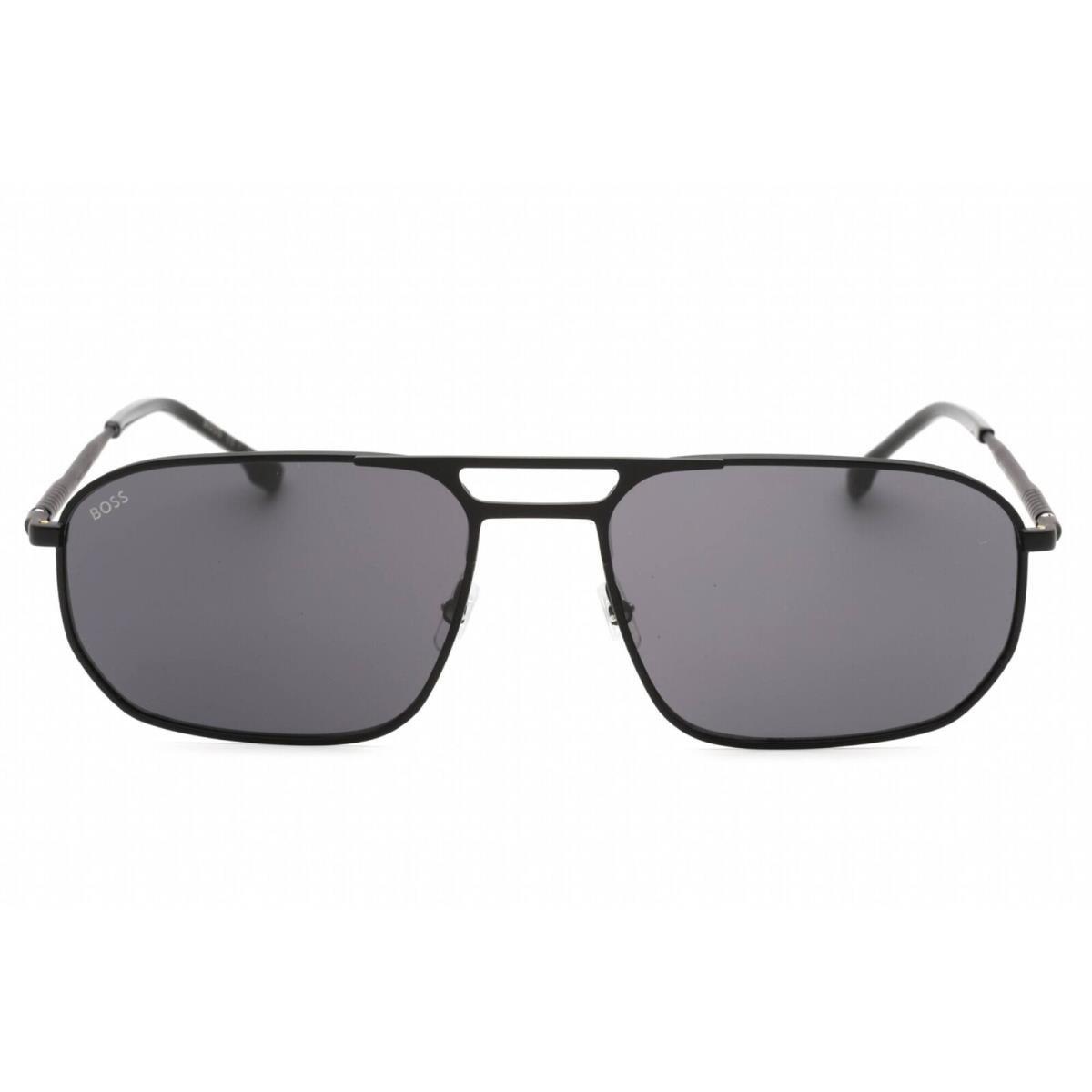 Hugo Boss Men`s Sunglasses Matte Black Metal Pilot Frame Boss 1446/S 0003 2K