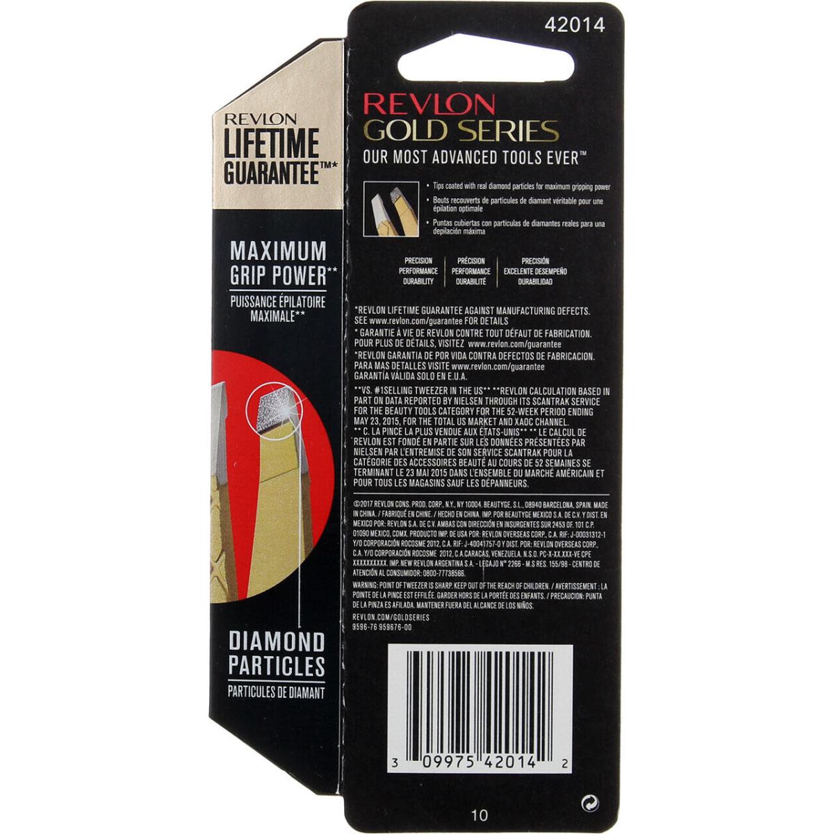 6 Pack Revlon Gold Series Slant Tip Tweezers