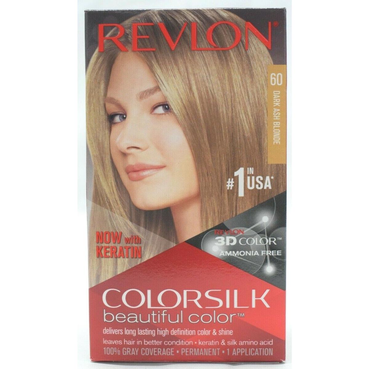 Revlon Colorsilk Beautiful Color Permanent Hair Dye 60 Dark Ash Blonde - 9 Pack