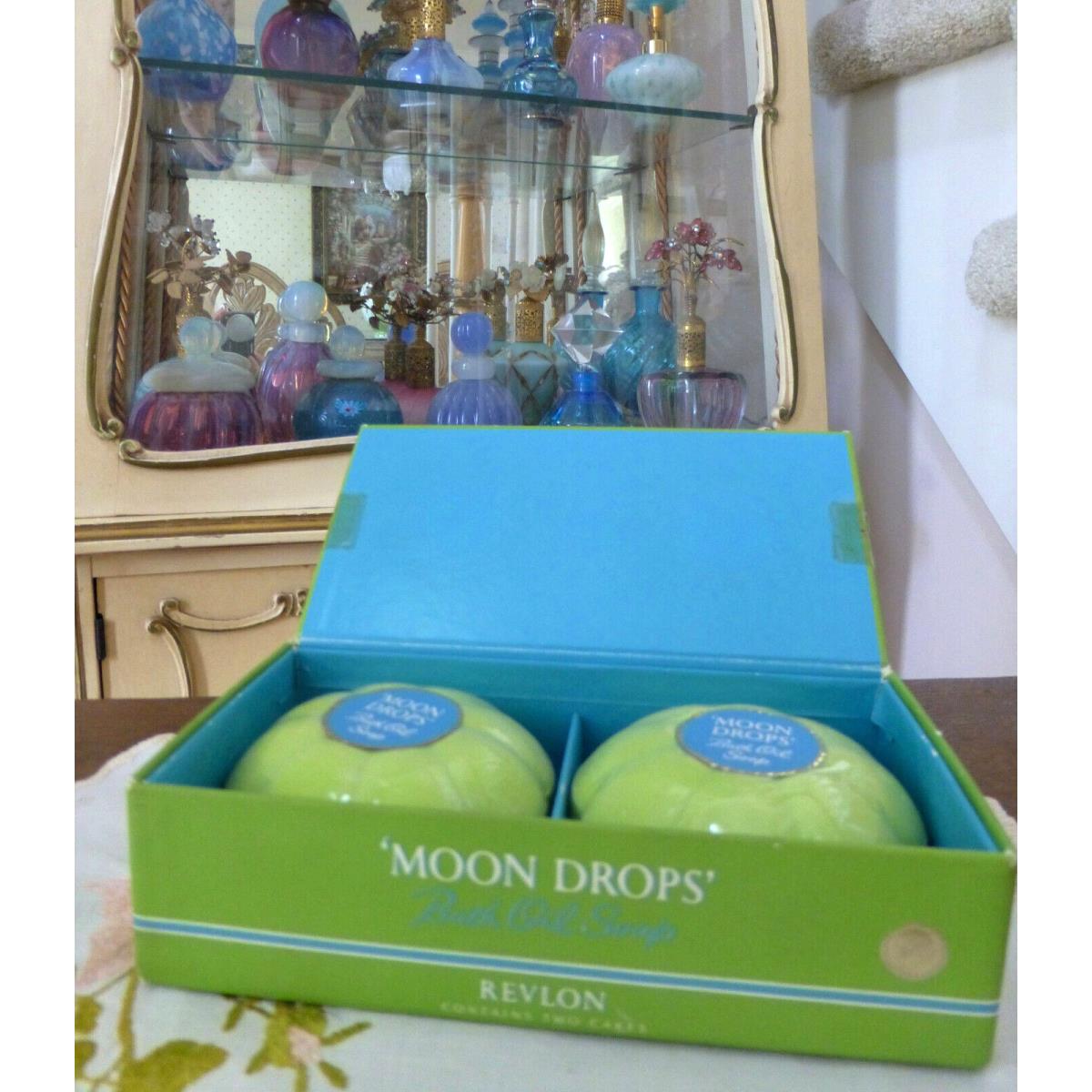 Vtg 1970s Revlon Moon Drops Bath Oil Soap Set 4.2 Oz Ea or 8.4 Oz/240g Total Wt