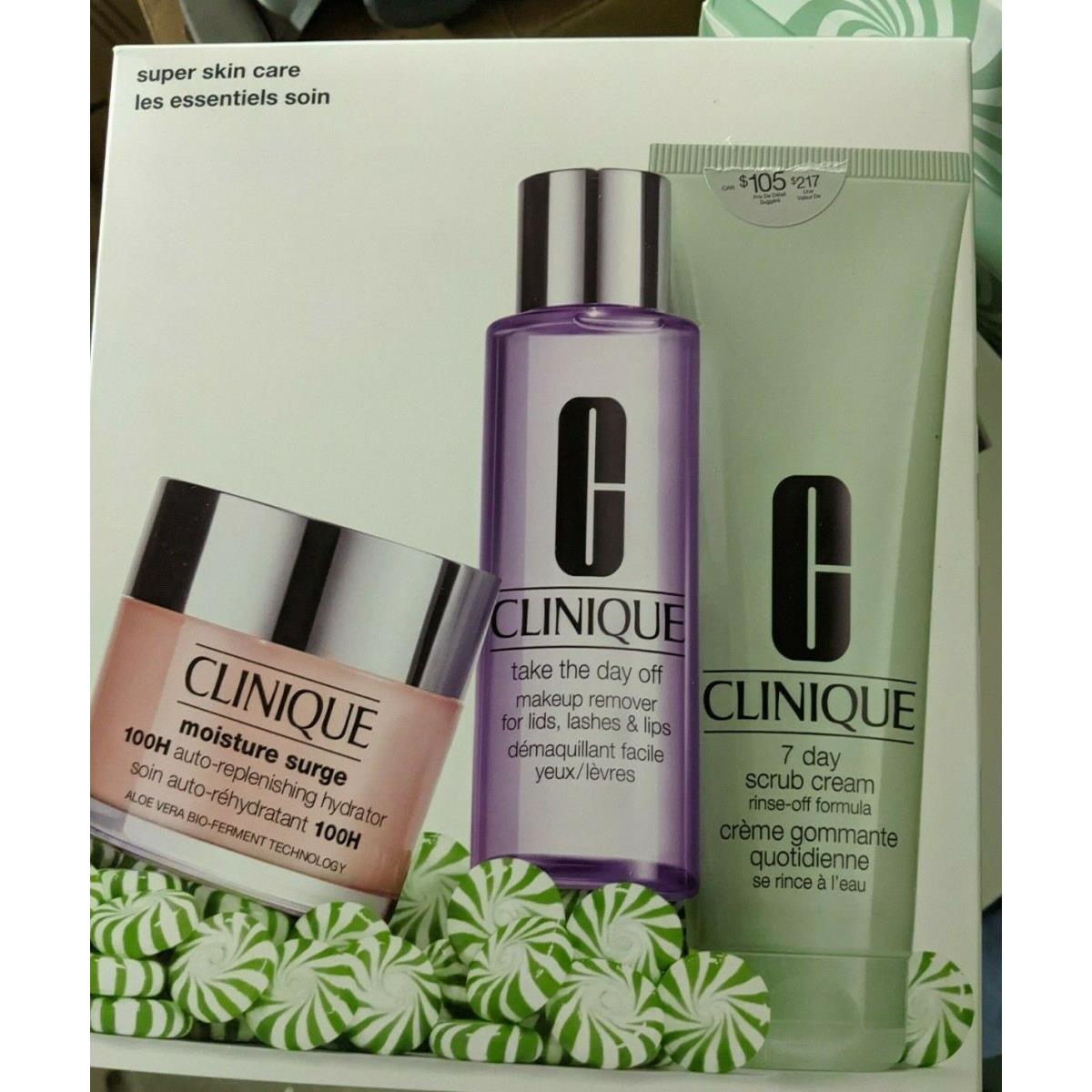 Clinique Super Skin Care Moisture Surge 100H+Take Day Off Remover+7 Day Scrub 3x