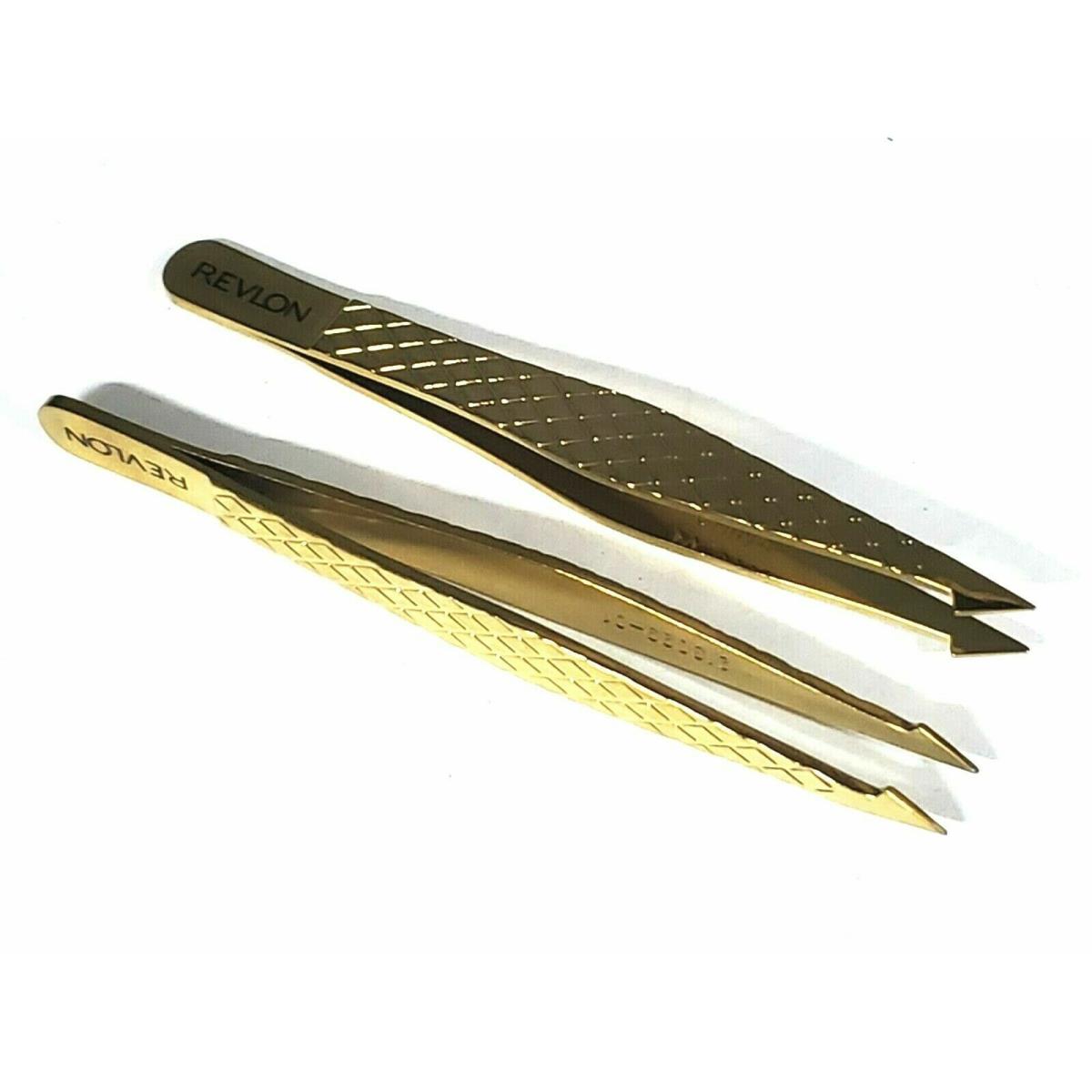 100 Revlon True Precision Tweezer Slanted Pointed Tip Gold Series