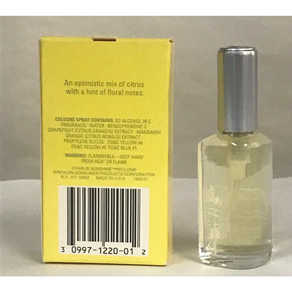 48 Charlie Revlon Sunshine Cologne Spray 0.5 fl oz Boxed Full 90s