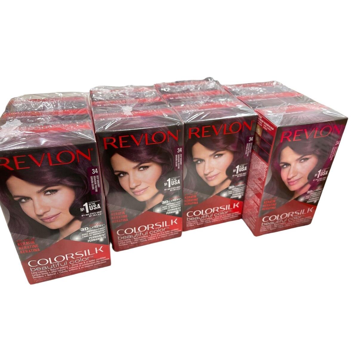 12 Pack Revlon Colorsilk Permanent Hair Dye 34 Deep Burgundy - Hair Shade: DEEP BURGUNDY