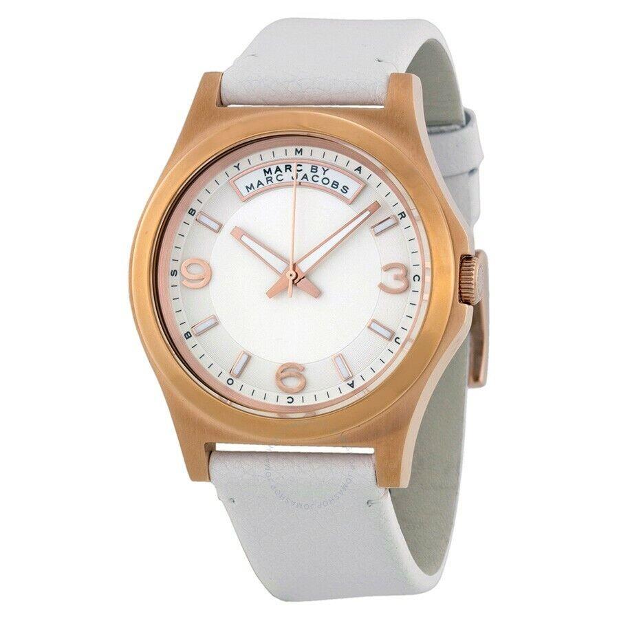 Marc by Marc Jacobs Baby Dave Ivory Dial White Leather Rose Gold Watch MBM1260