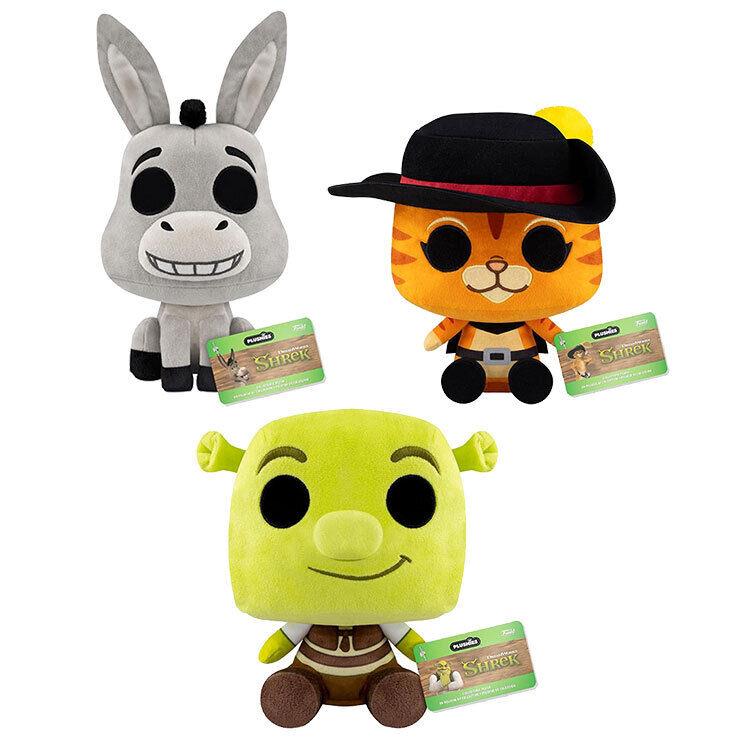 Funko Collectible Pop Shrek Plushes - Set OF 3 Shrek Donkey Puss in Boots